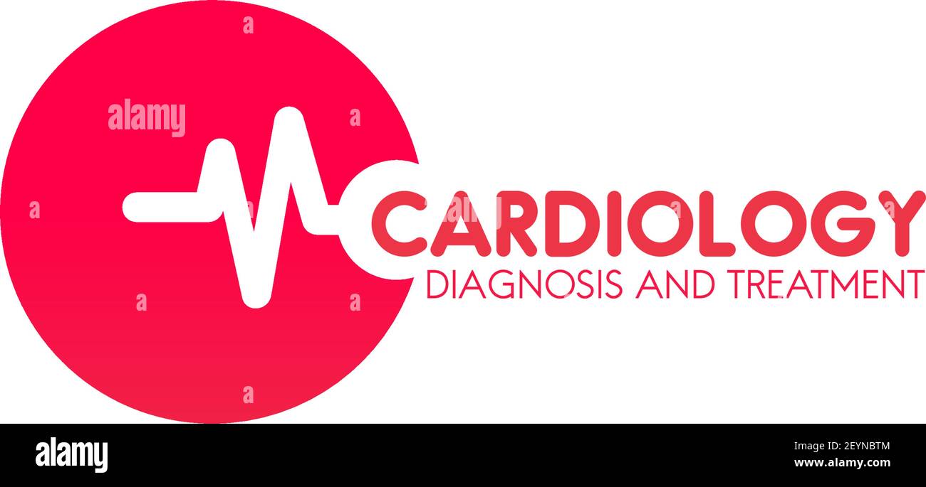 Cardiology diagnosis and treatment vector sign in red color isolated on ...