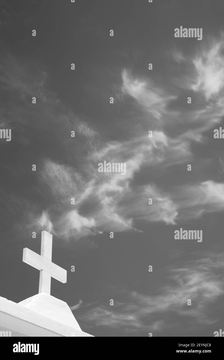 Cross In The Sky With White Clouds Abstract Concept Hi Res Stock