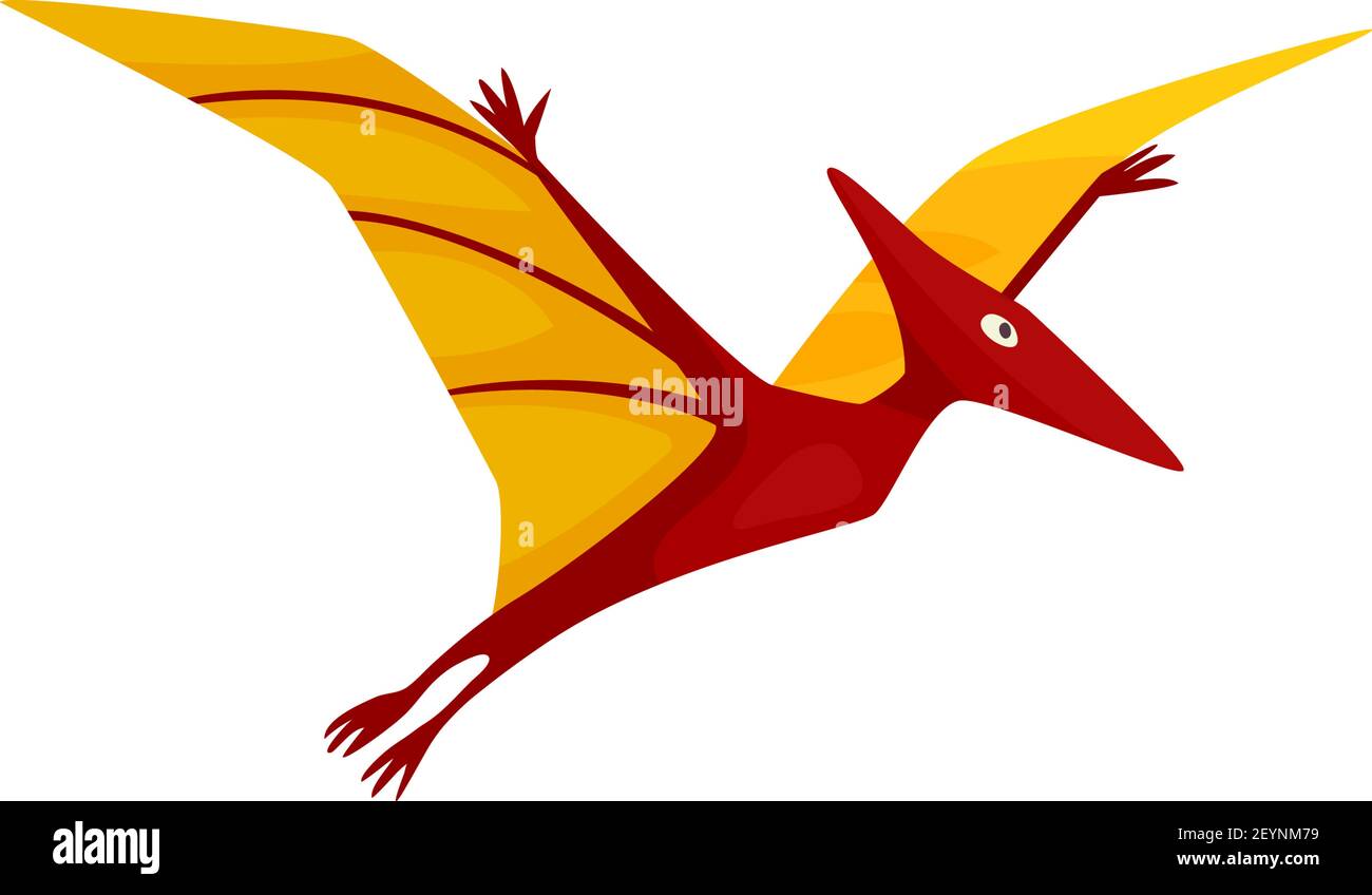 Pteranodon isolated cartoon pterodactyl. Vector flying dinosaur, prehistoric pterosaur dino bird Stock Vector