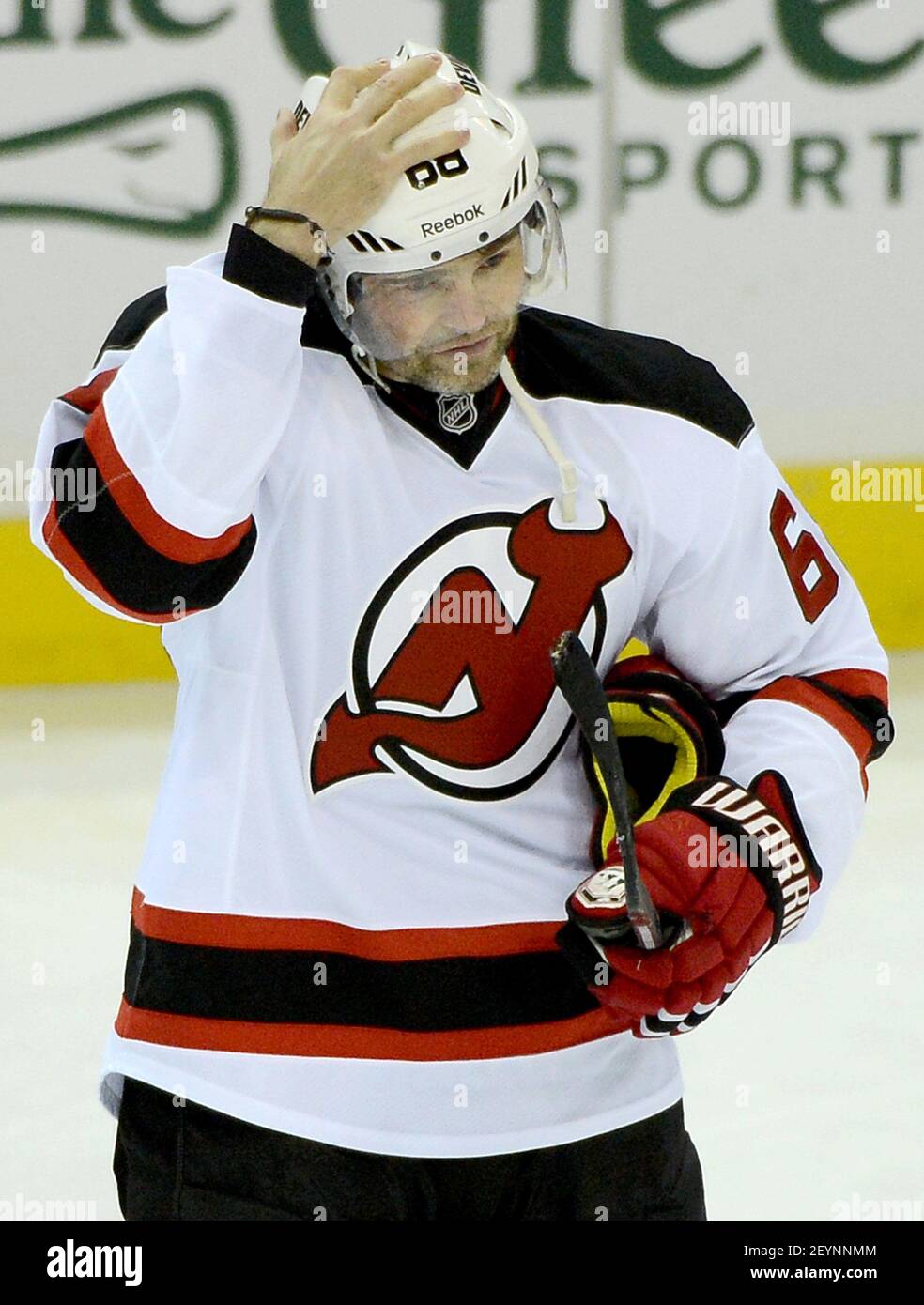 New Jersey Devils right wing Jaromir Jagr (68) warms up before the game  against the Washington Capitals at the Verizon Center in Washington,  Saturday, Dec. 21, 2013. Jagr is among the Czech