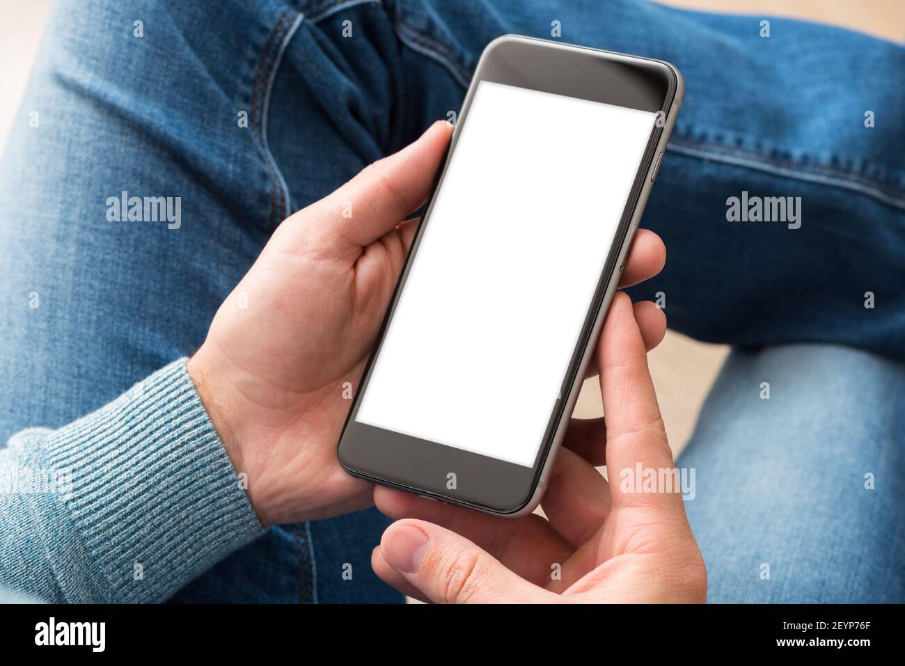 Smartphone in man#39;s hands. Clipping path included. Stock Photo
