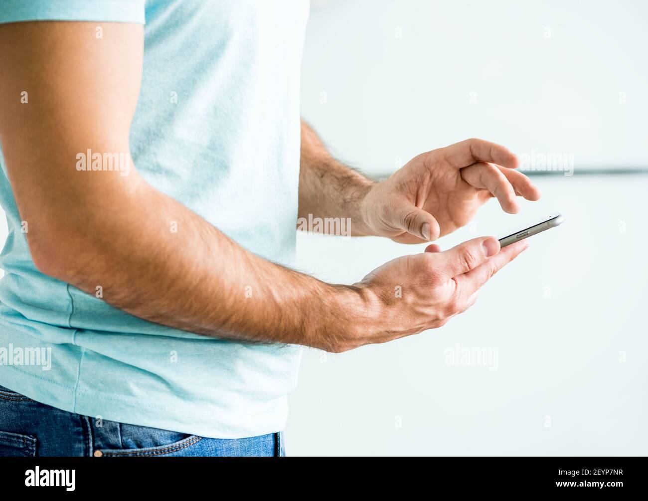 Man working with smart phone Stock Photo