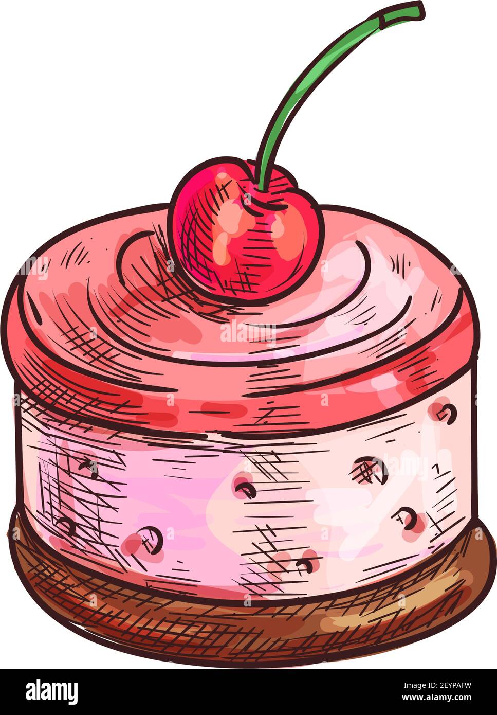 Panna cotta dessert on chocolate biscuit topped by cherry jelly isolated  sketch. Vector Italian sweet food Stock Vector Image \u0026 Art - Alamy, image size:967x1390