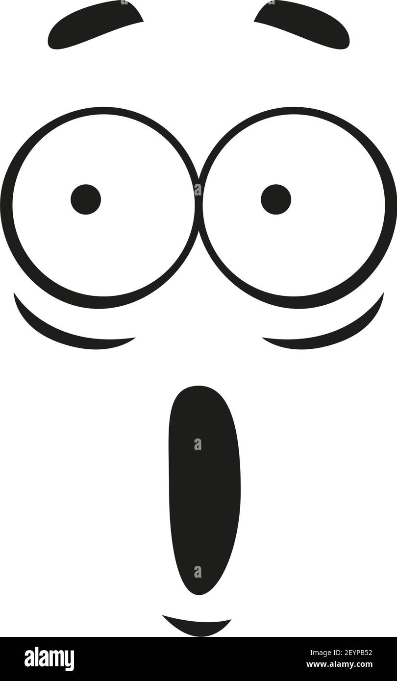 Surprised face expression isolated excited emoticon. Vector astonished emoji, wondering feeling Stock Vector