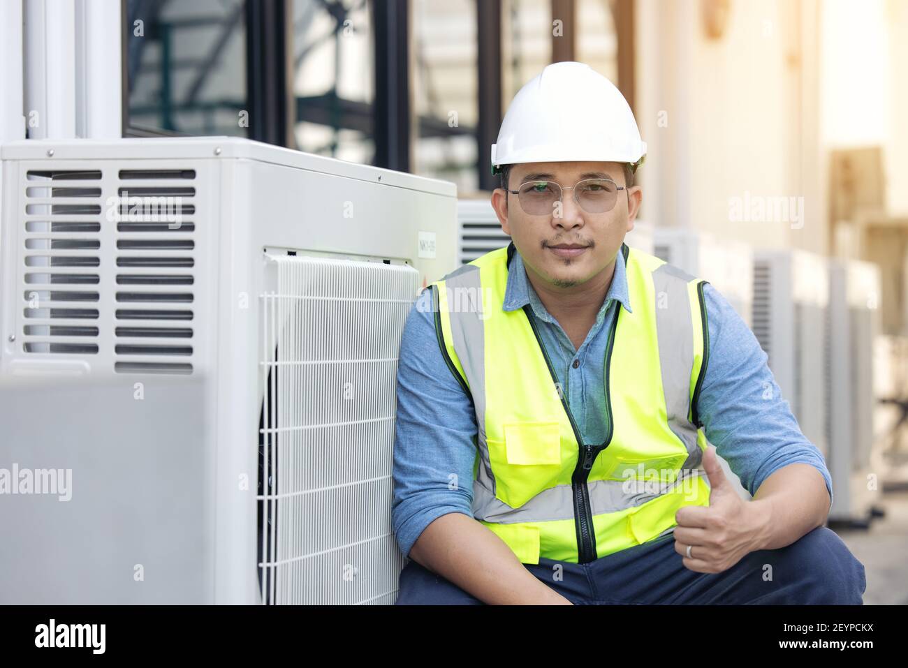 Ac air appliance change checking clean condition Stock Photo