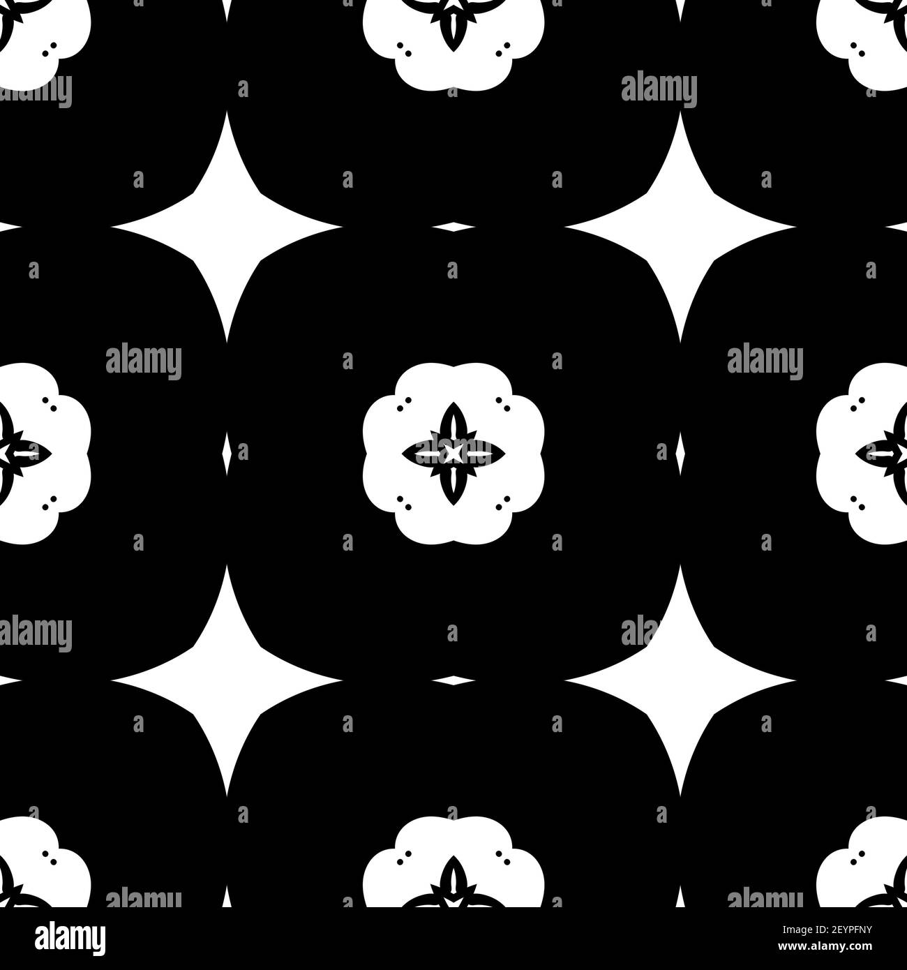 Geometric style black and white seamless pattern illustration Stock ...