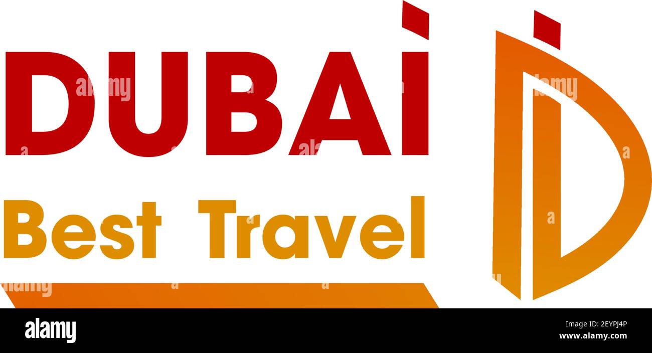 Letter D icon template for travel agency or Dubai tourism and touristic  company. Vector isolated curved line symbol of Letter D in orange and red  colo Stock Vector Image \u0026 Art -, image size:1300x704