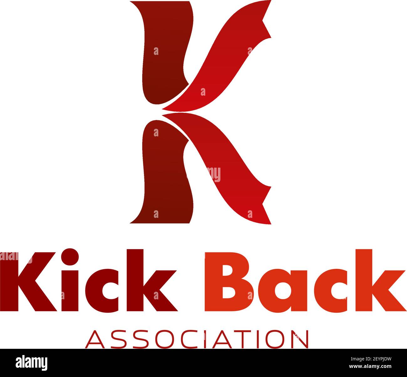 Kick back symbol for combat sports club corporate identity template. Red ribbon in shape of