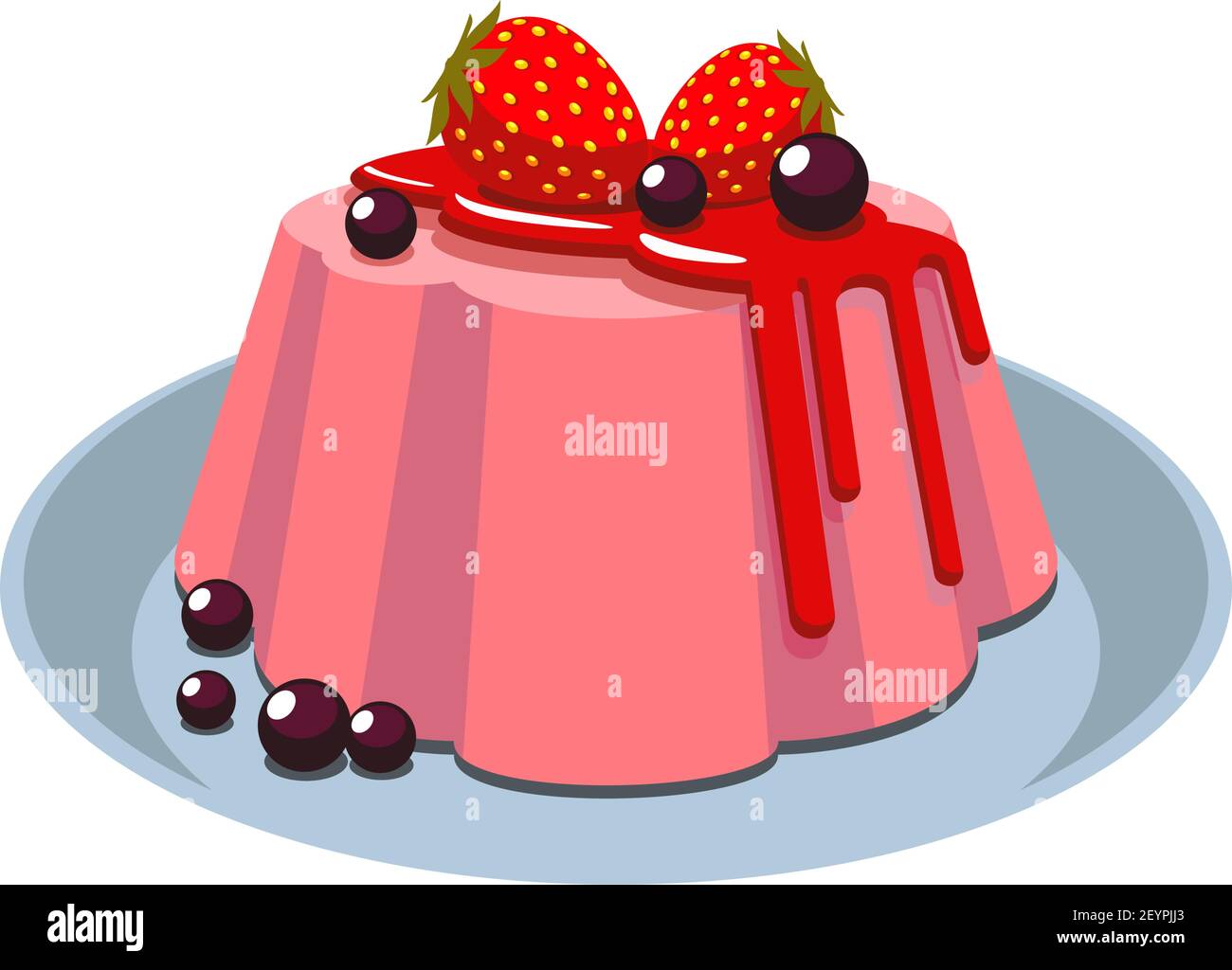 Strawberry pannacotta isolated italian dessert on plate. Vector pudding  panna cota, chocolate balls Stock Vector Image \u0026 Art - Alamy, image size:1300x1024