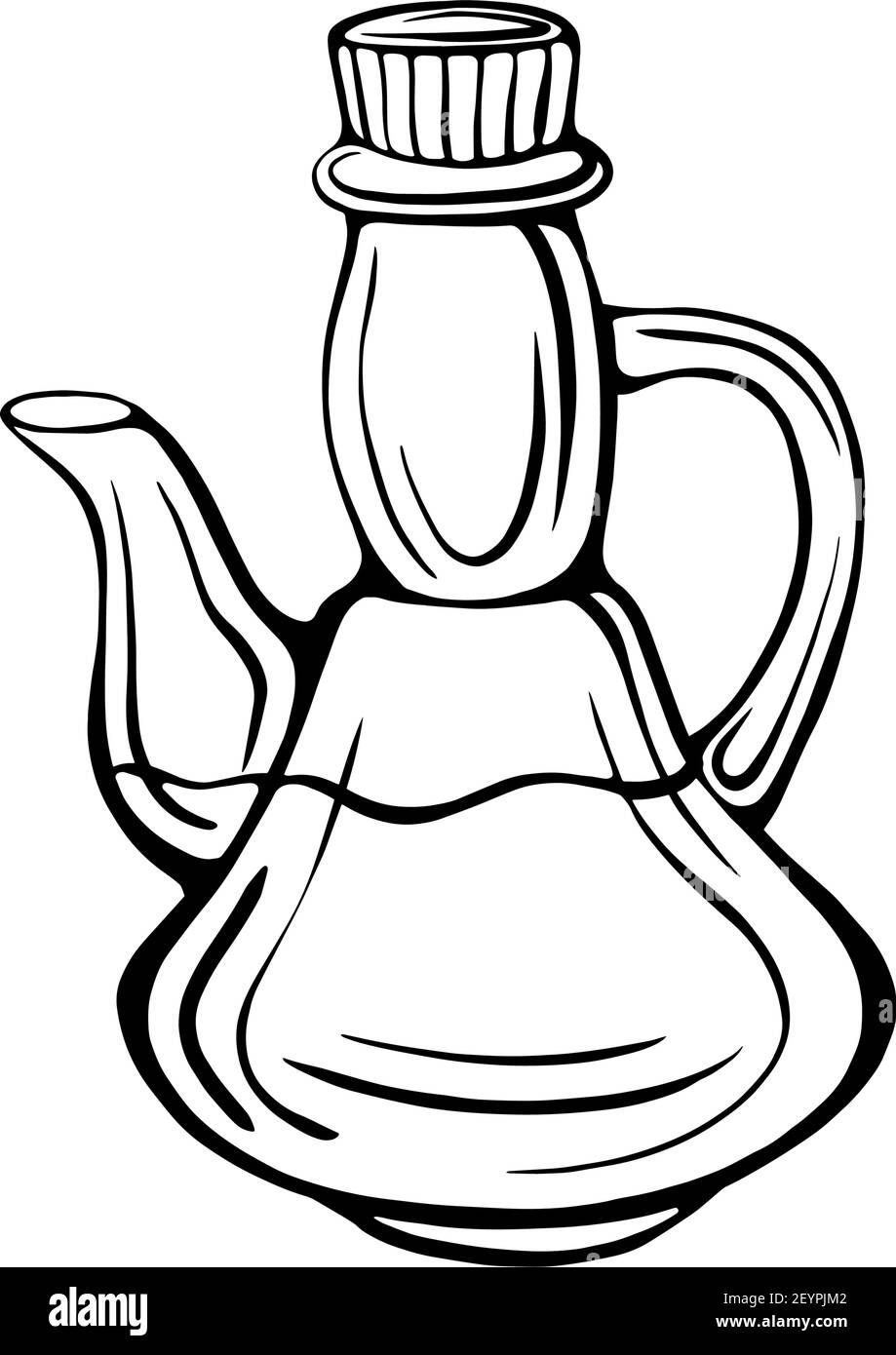 Handdrawn set of olive oil bottle isolated on a white background