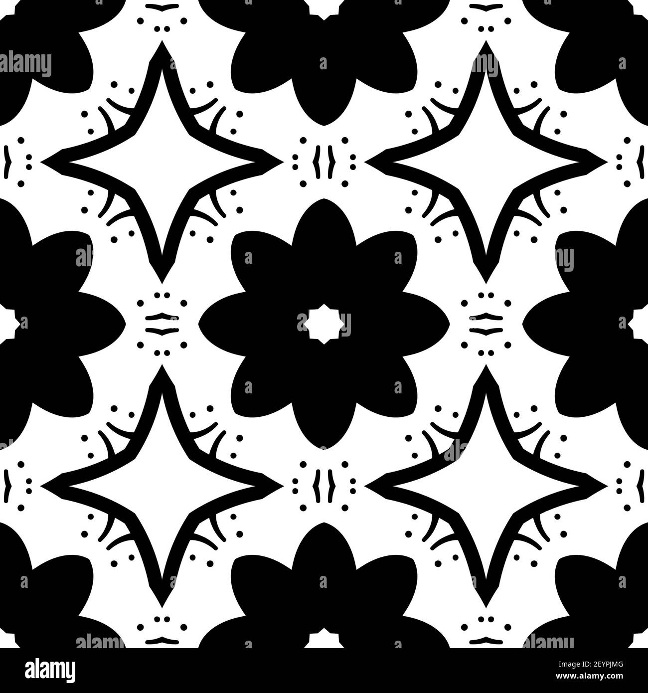 Geometric style black and white seamless pattern illustration Stock ...