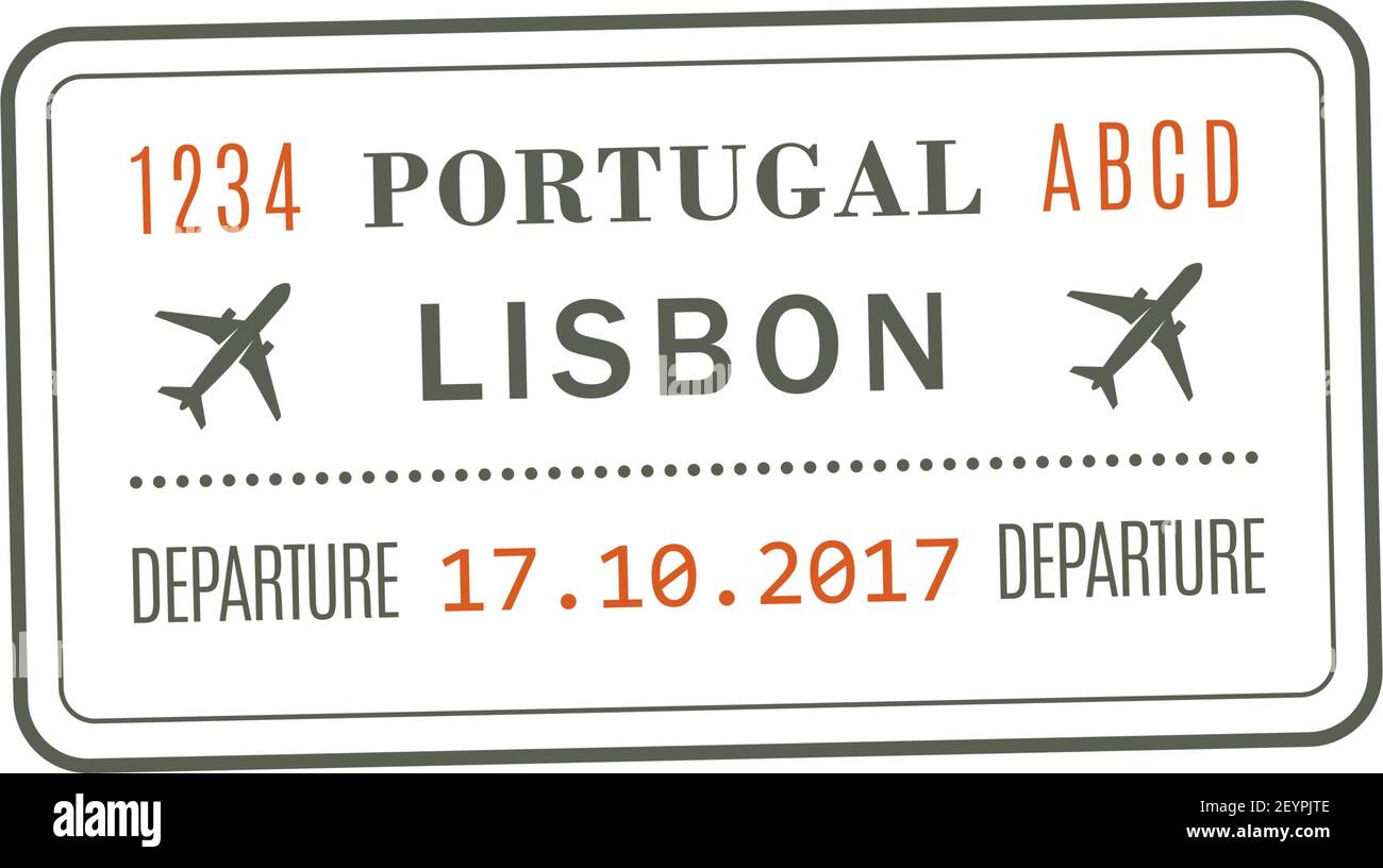 Portugal departure visa, passport control stamp vector isolated icon. Destination insignia, Lisbon city destination Stock Vector
