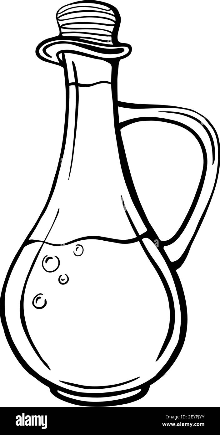 Handdrawn set of olive oil bottle isolated on a white background