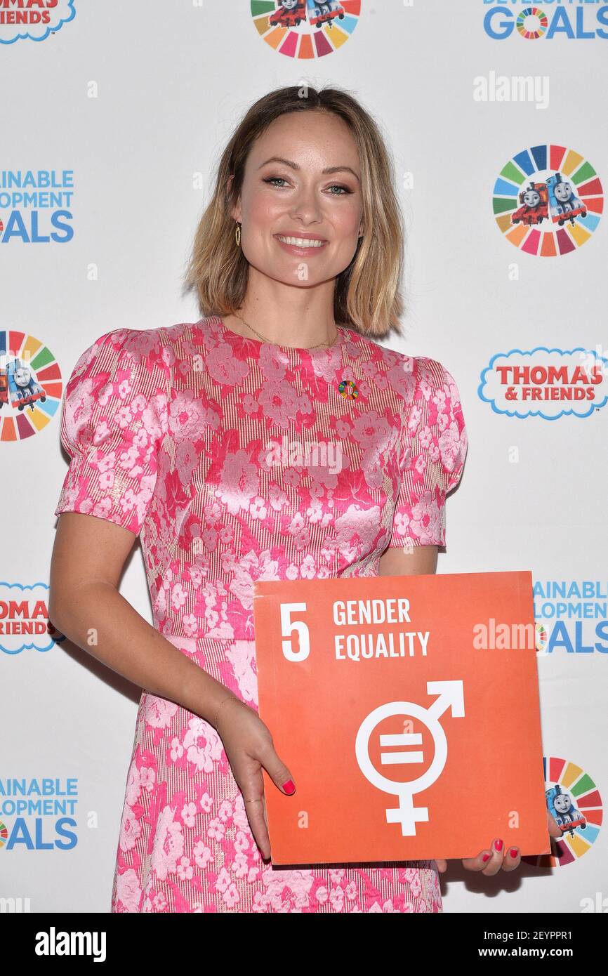 Actress Olivia Wilde attends a discussion on Sustainable Development