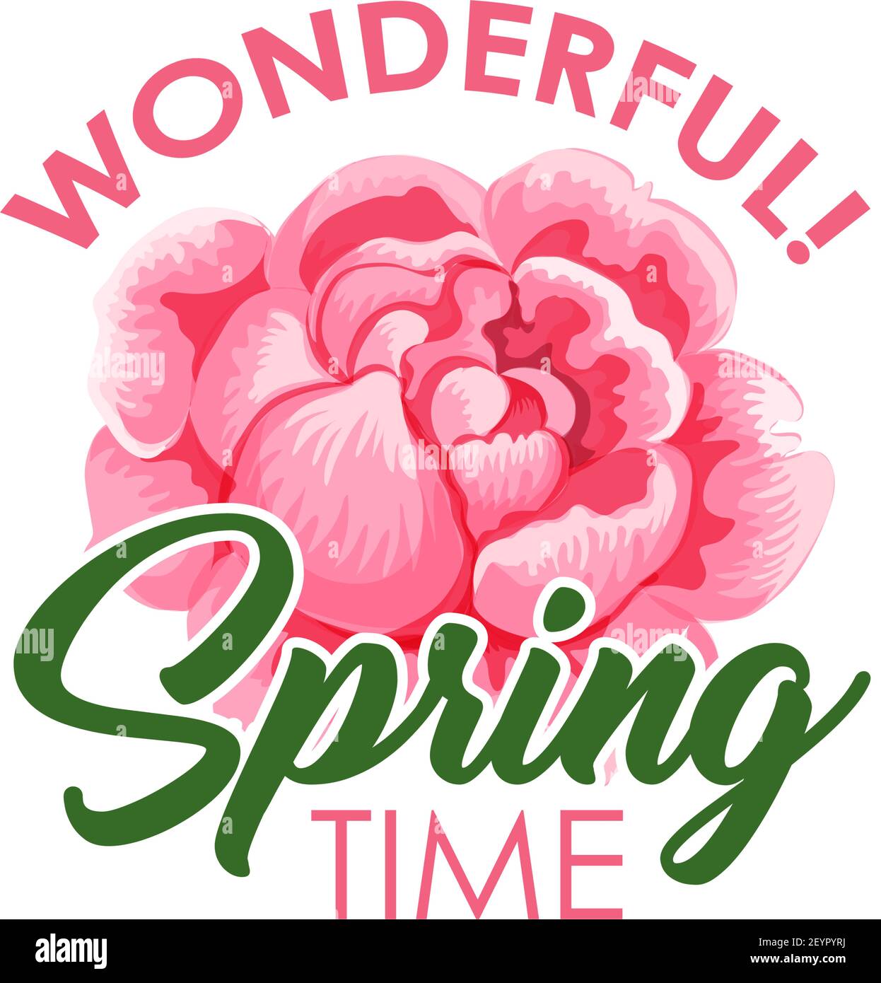 Wonderful springtime vector sign. Label with ping rose flower, symbol