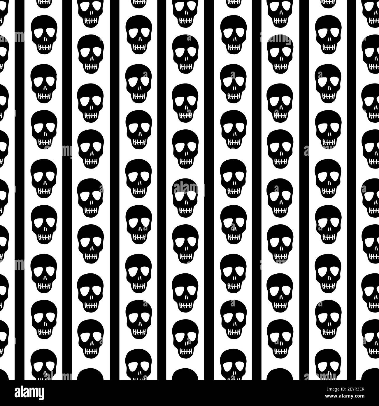 Skull pattern on a black and white background Stock Vector