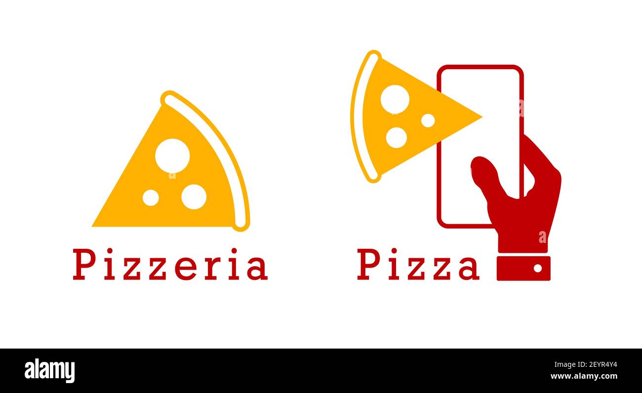 Pizzeria, pizza delivery. Flat illustration isolated on white. Stock Photo