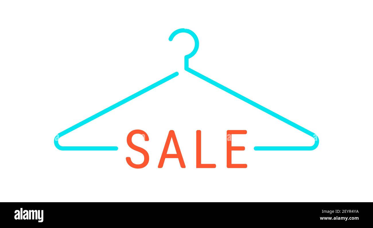 Discount on clothes, hanger. Flat illustration isolated on white. Stock Photo