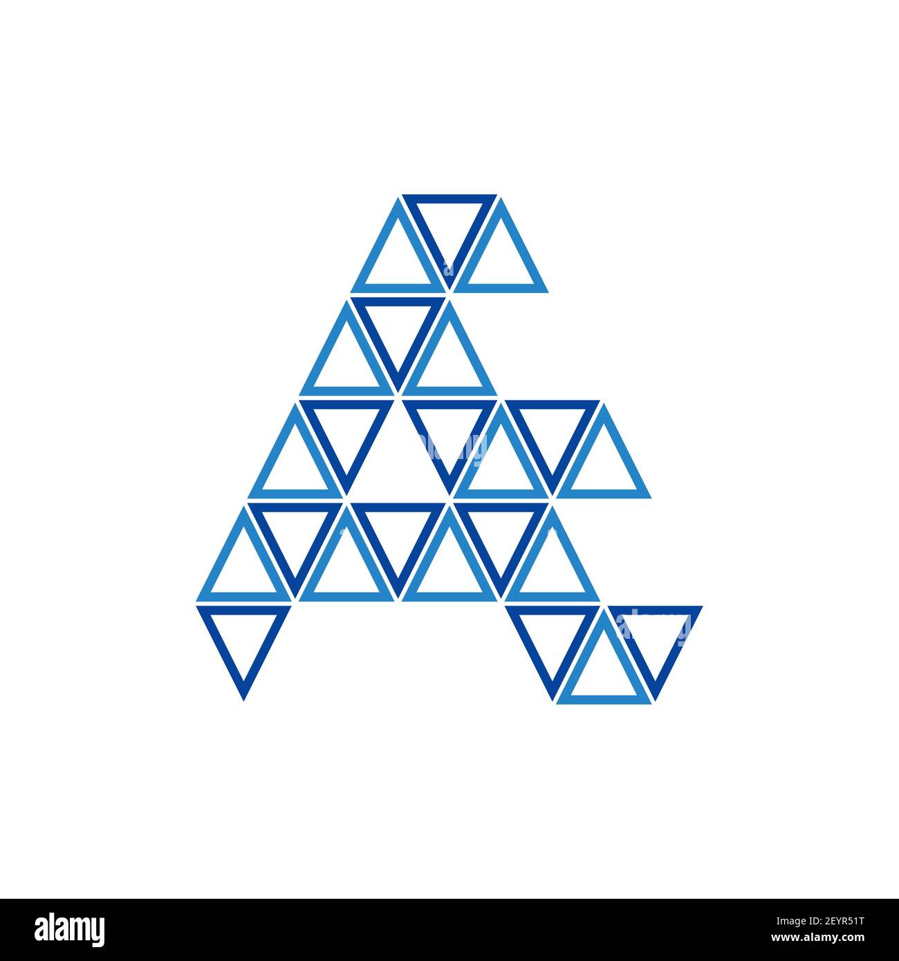 blue line triangle geometric shape letter A E logo design concept Stock Vector