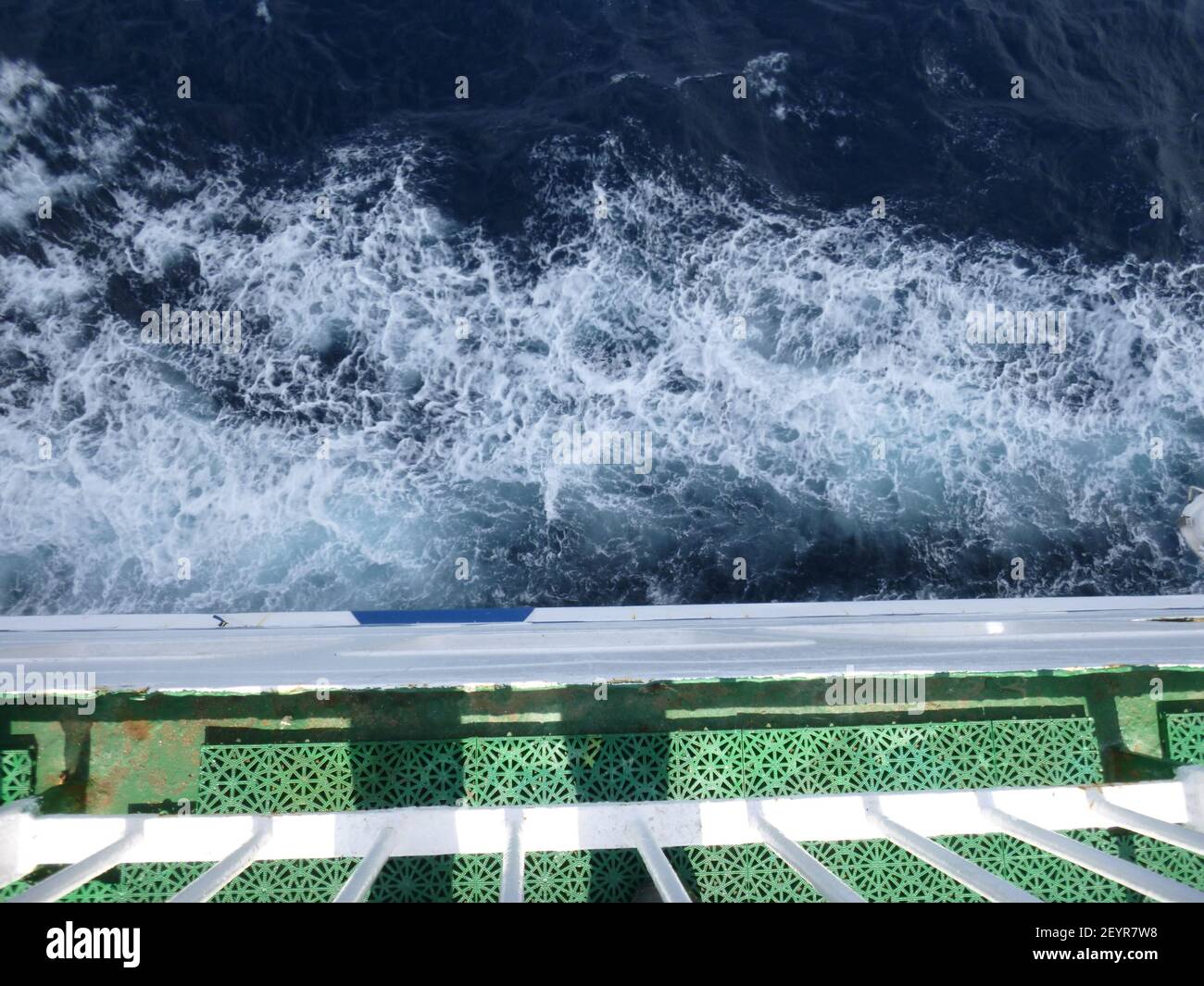 View from the rail of a ferry on the Mediterranean Sea, Croatia. Stock Photo