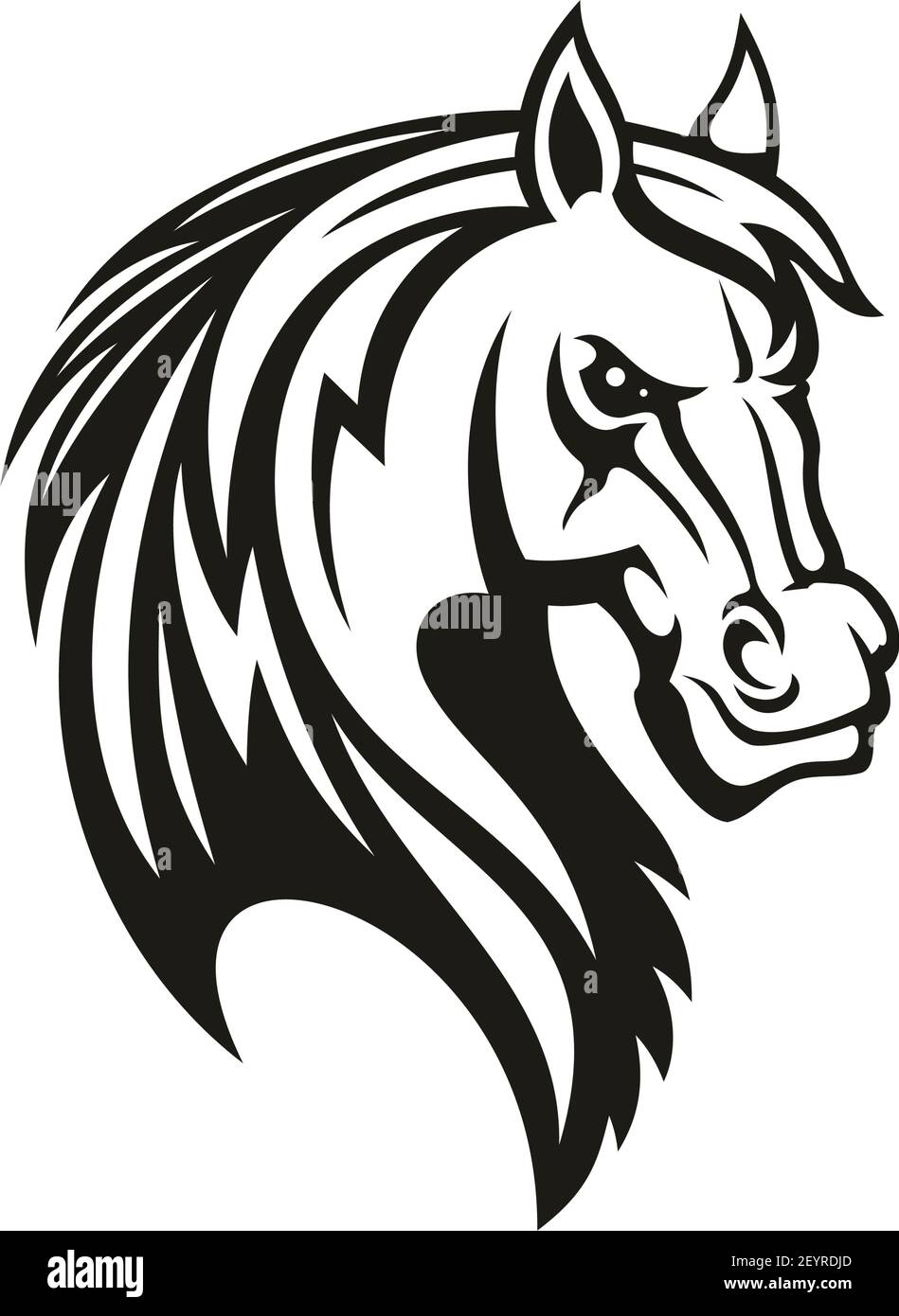 Horse animal icon of tribal tattoo or racing sport mascot. Head of black  stallion, wild mustang or racehorse symbol of aggressive horse for breeding  f Stock Vector Image & Art - Alamy