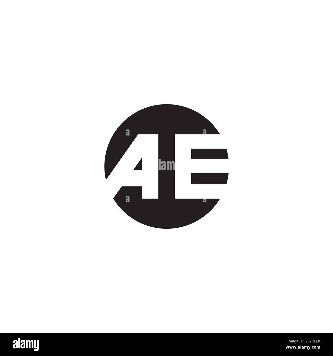 A  E  letter negative space circle logo design vector Stock Vector