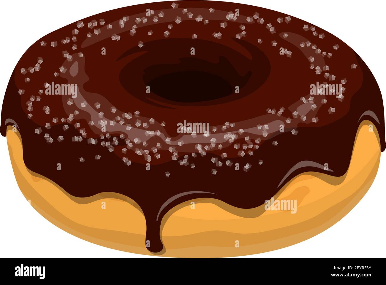 Donut with chocolate topping isolated. Vector doughnut cake with brown ...