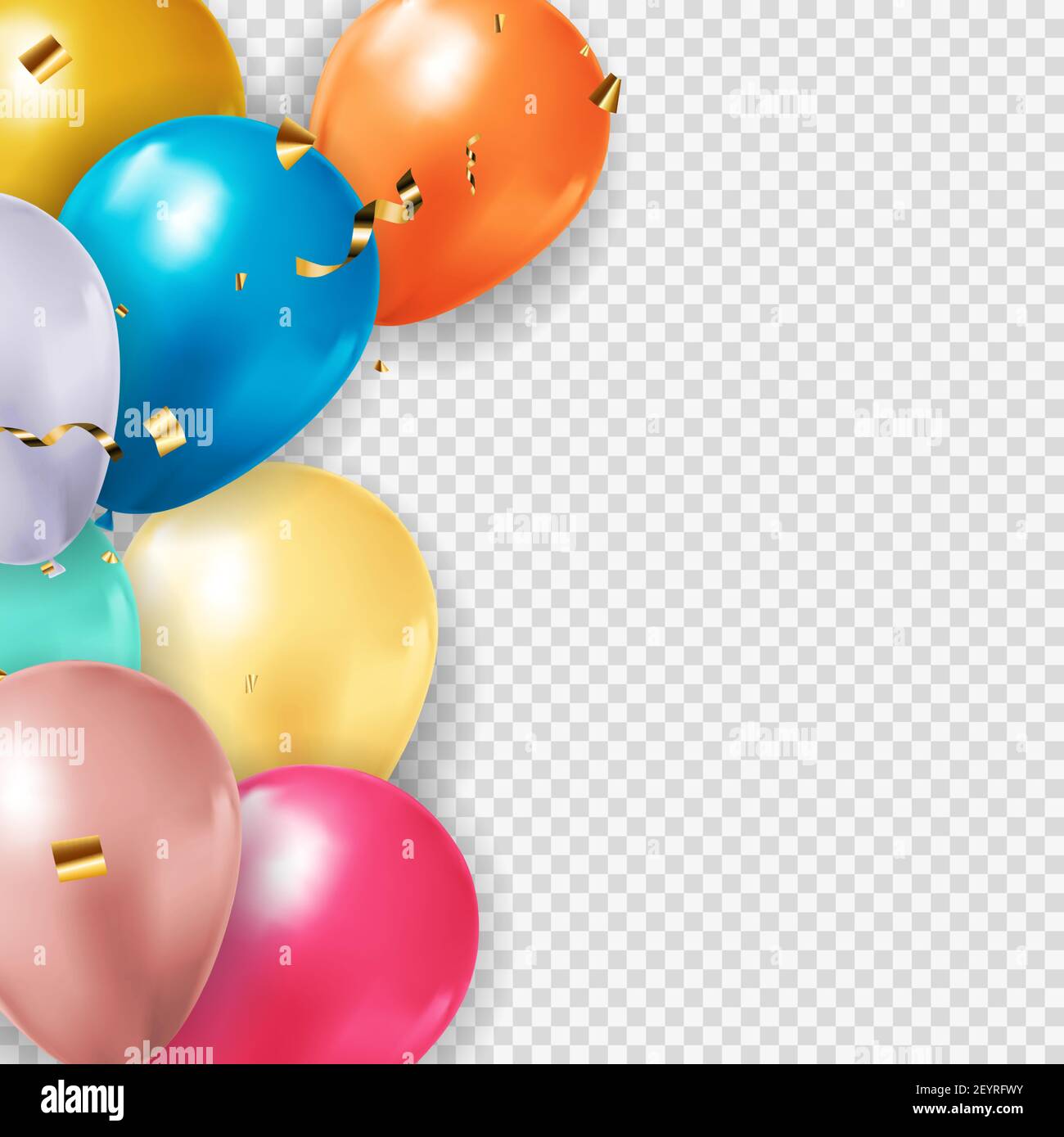 Group of 3d Colour Glossy Helium Balloons Isolated on Transparent ...