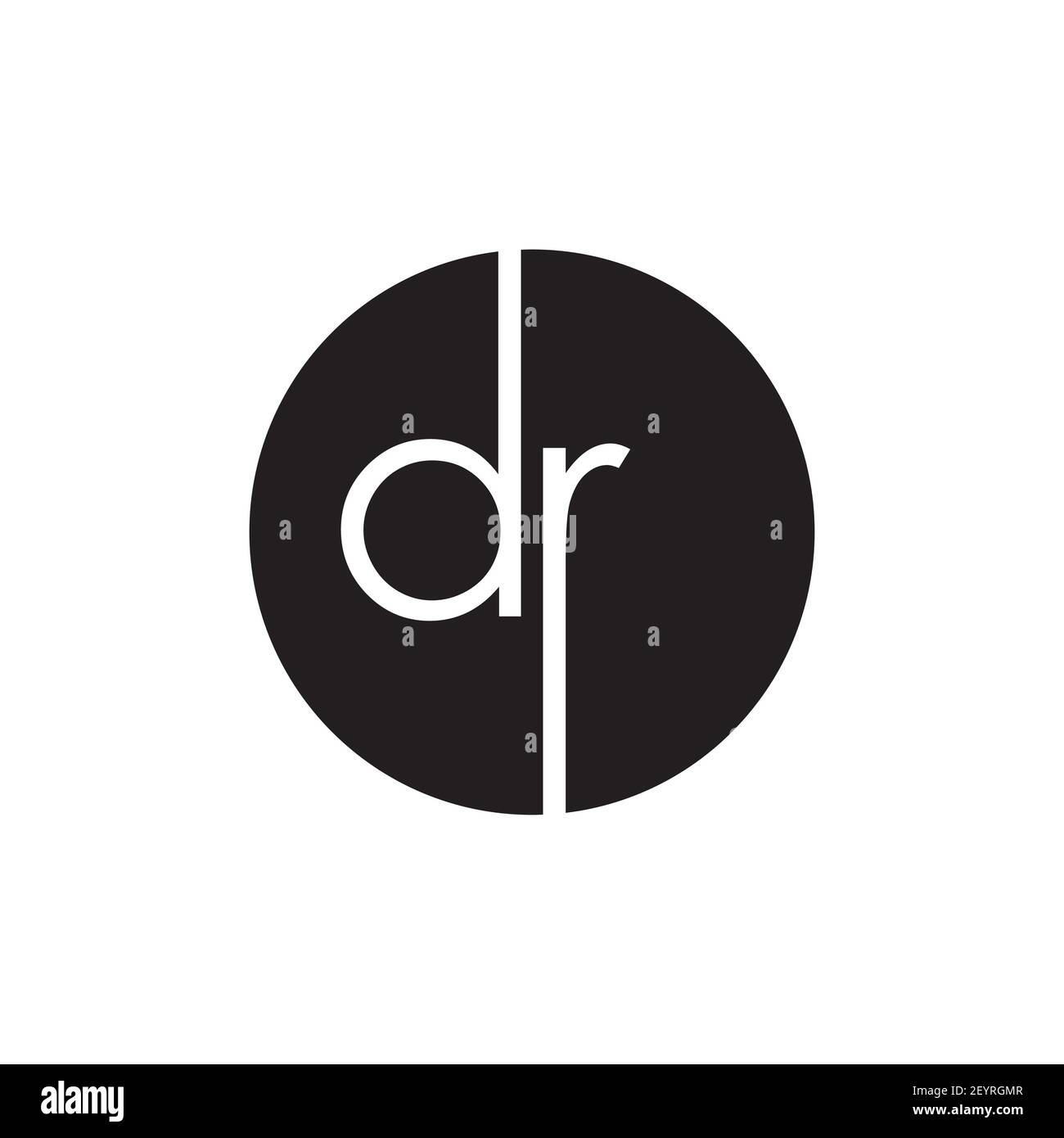 lowercase d r  letter negative space circle logo design vector Stock Vector