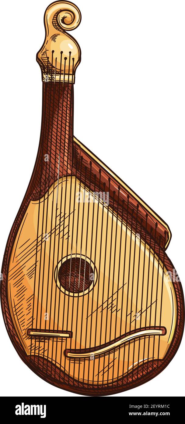 Ukrainian bandura isolated musical instrument. Vector plucked string, folk  music tool Stock Vector Image & Art - Alamy