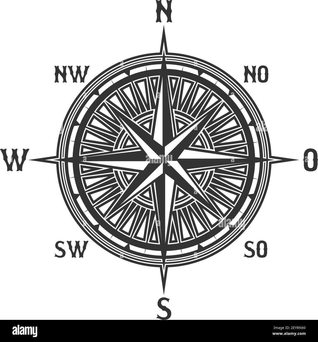 Instruere arrangere Identitet Compass symbol and sign, isolated vector marine navigation element. Rose of  wind heraldic monochrome signs with world sides, north and south, west and  Stock Vector Image & Art - Alamy
