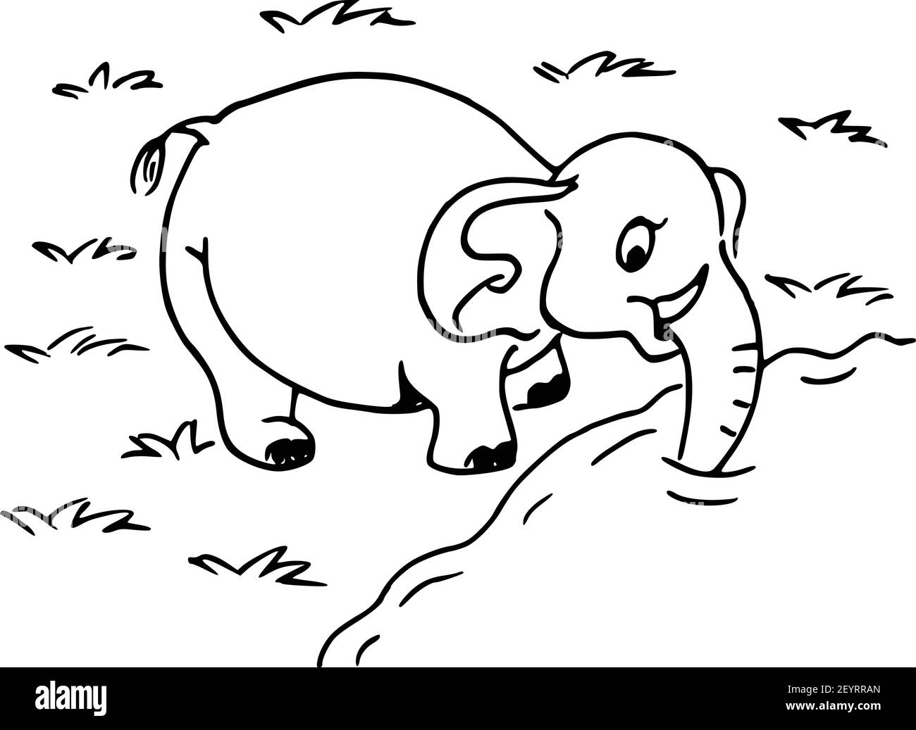 vector cartoon animals elephant drinking river water Stock Vector Image