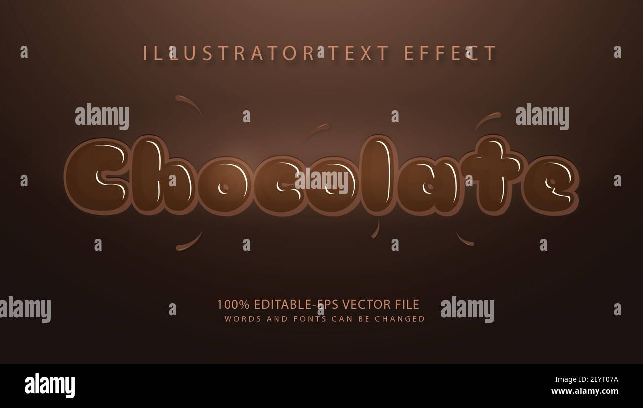 chocolate text effect 100% editable isolated on shining silver background Stock Vector