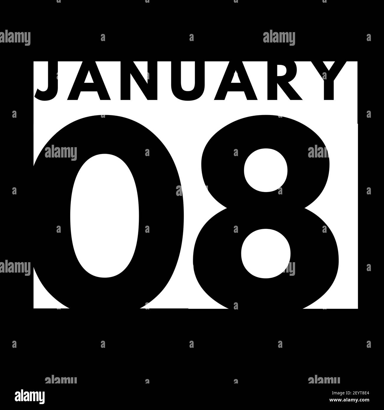 January 8 . flat modern daily calendar icon .date ,day, month .calendar ...