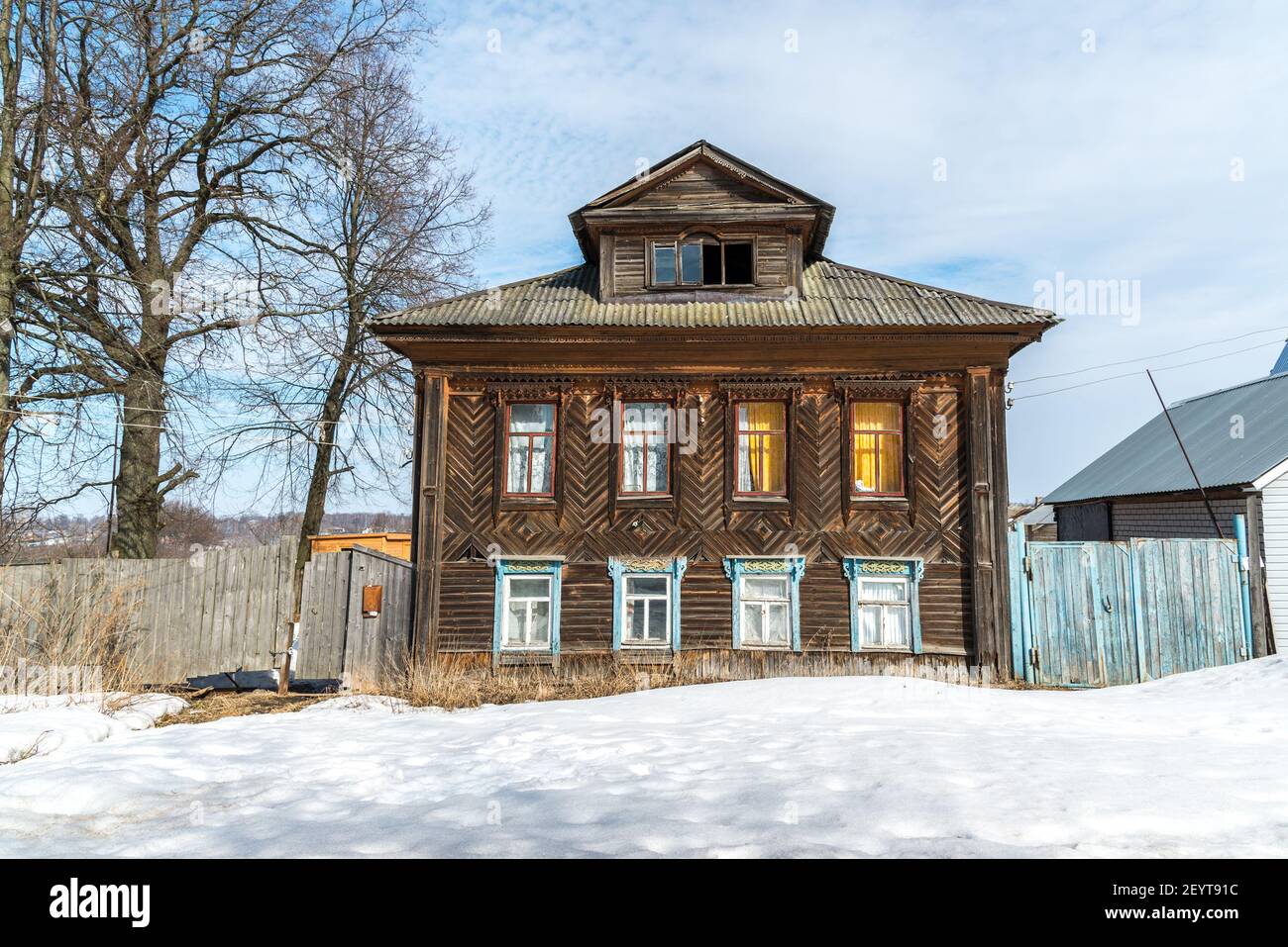 Old village house in countryside in Russia Stock Photo