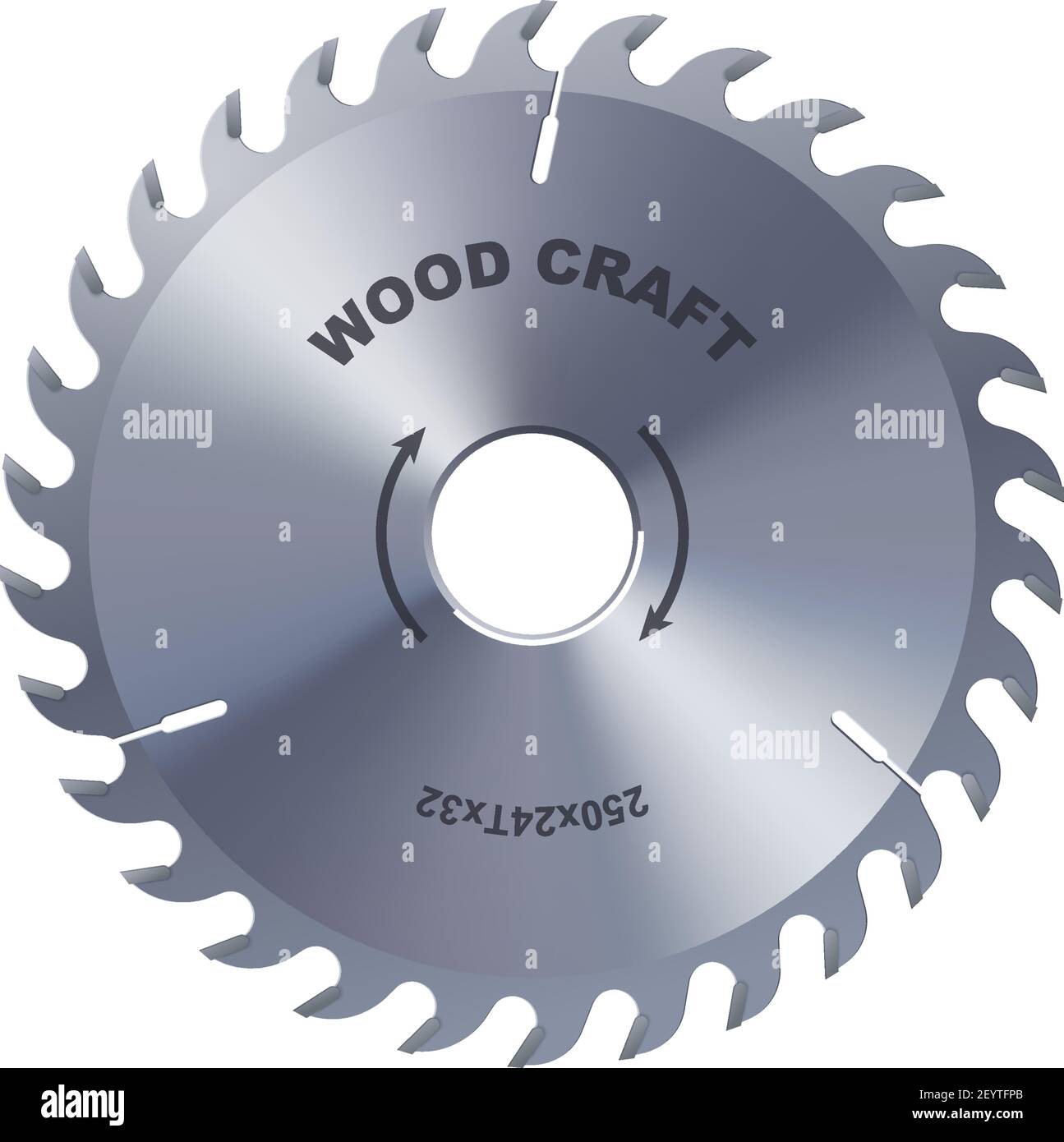 Wood craft, mechanical circular saw blade isolated. Vector rotating metal gear, carpentry tool