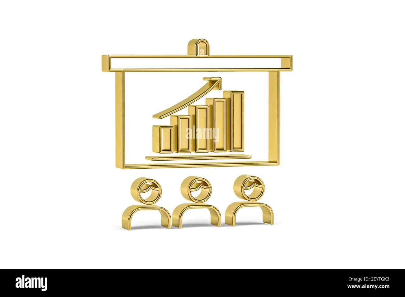 Golden 3d presentation with people icon isolated on white background ...