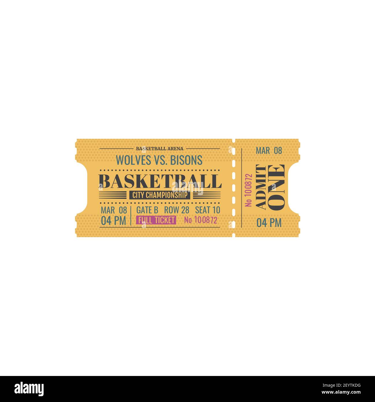 Full ticket on city championship of basketball sport game isolated mockup.  Vector invitation on sport match, paper pass on stadium, admission on entra  Stock Vector Image & Art - Alamy
