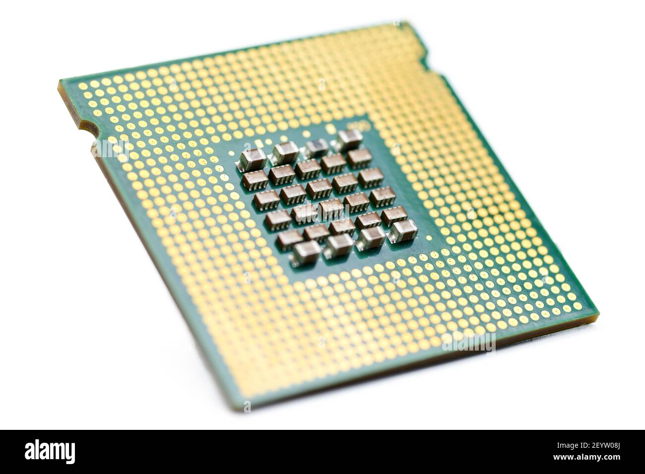 CPU, central processor unit, isolated background. Main electronic circuitry for computer. Shallow DOF Stock Photo
