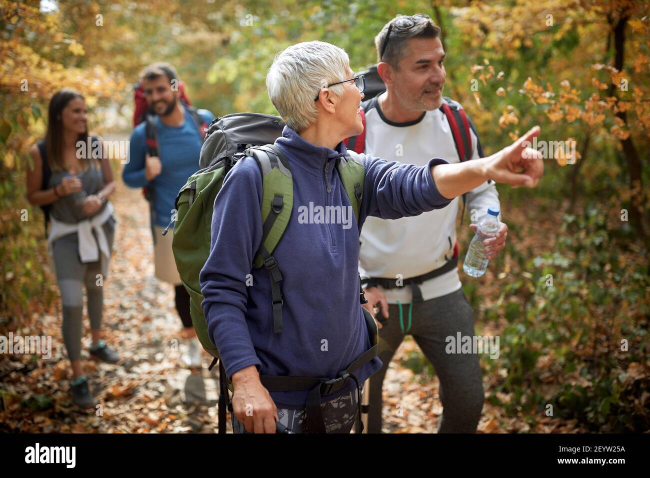 Elder woman hiking hi-res stock photography and images - Alamy
