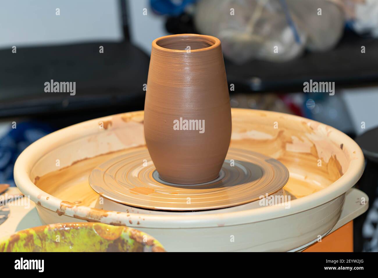 Pottery, doityourself pottery, made on a potter's wheel, red clay