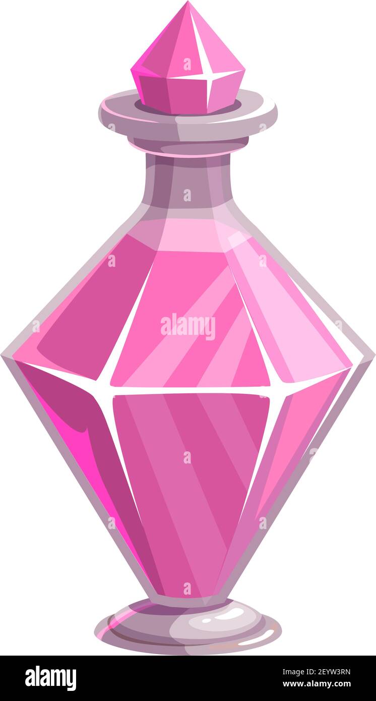 Elixir of love in diamond shape vial isolated witch potion. Vector