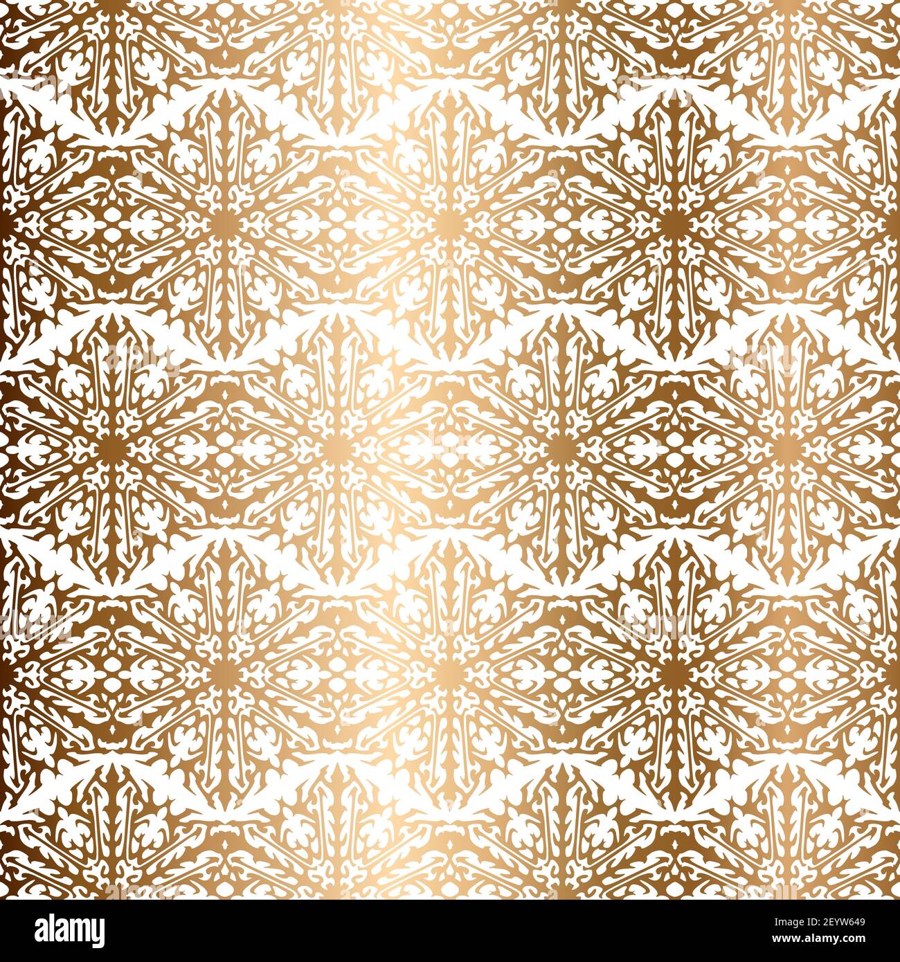 Golden snowflakes seamless vector pattern Abstract background Stock Vector