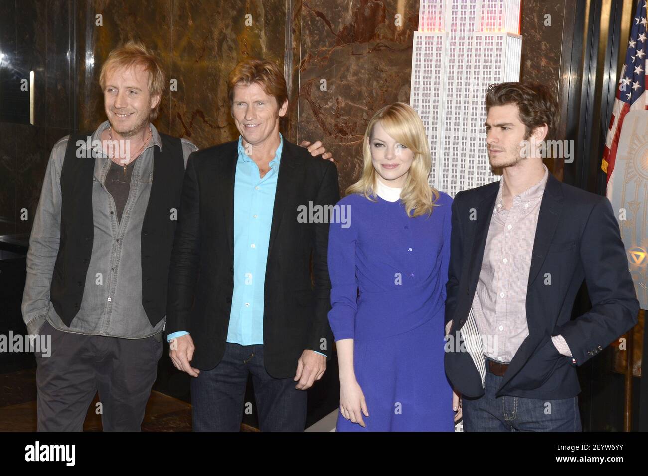 Emma Stone and Andrew Garfield The cast of 'The Amazing Spider-Man' at the  Lighting Ceremony at The Empire State Building New York City, USA -  25.06.12 Stock Photo - Alamy