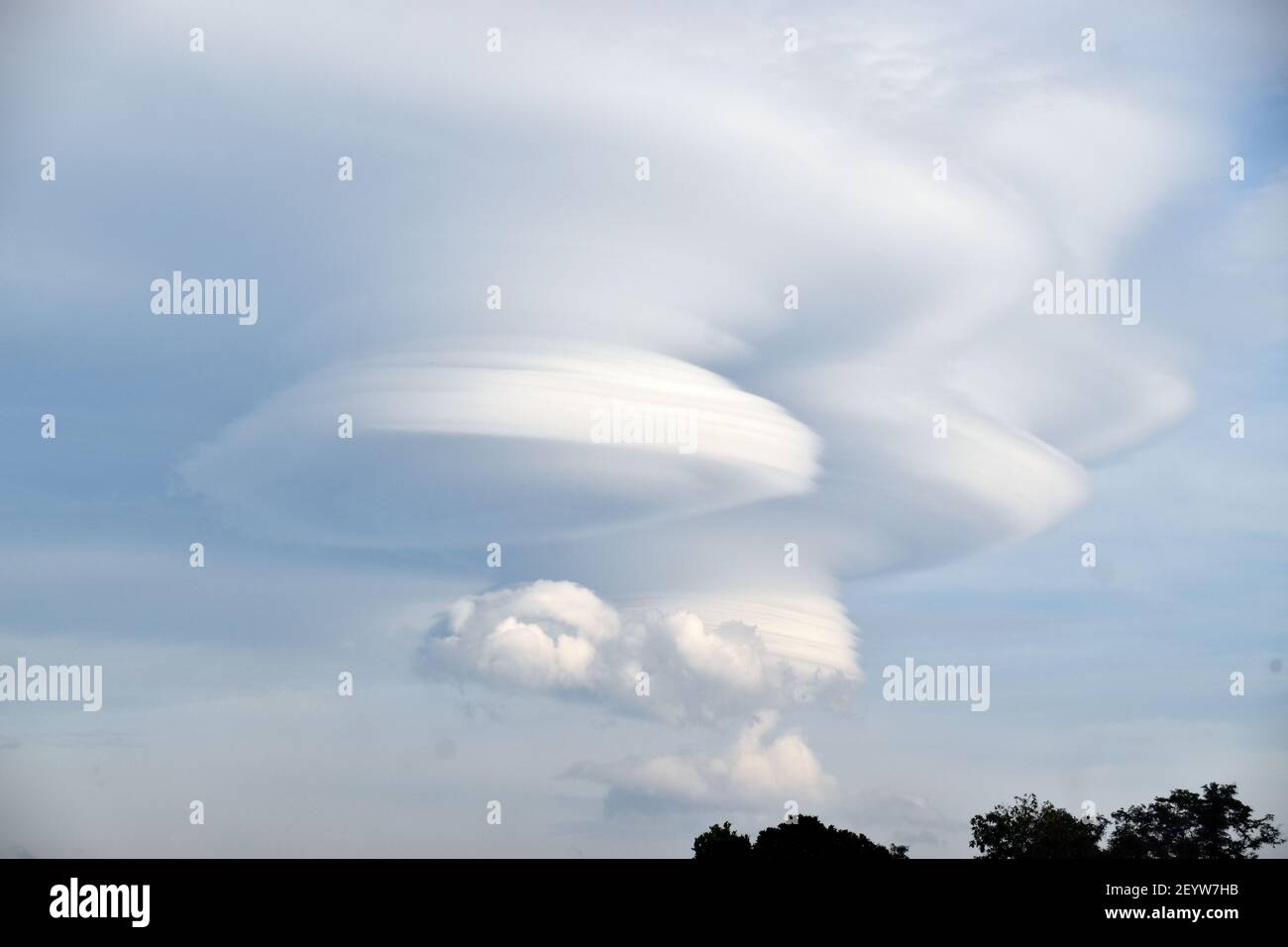 Lenticular clouds at the morning in Java, Indonesia Stock Photo