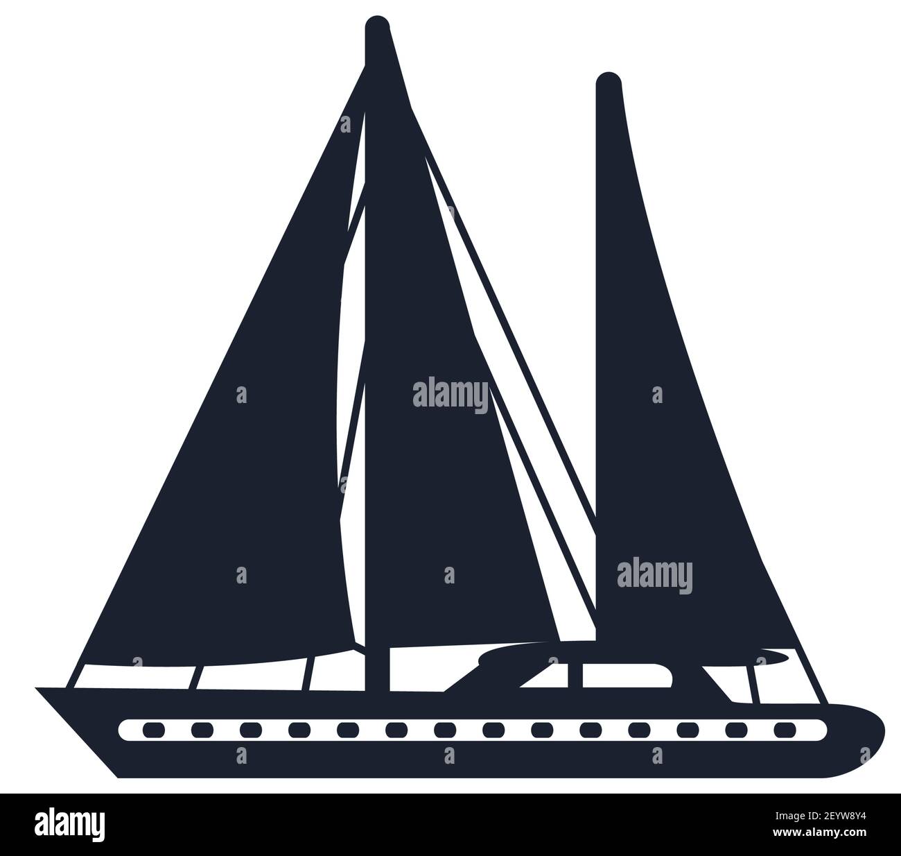 Sailboat with canvas or fiberglass cloth isolated. Vector fishing boat with  sails and flag Stock Vector Image & Art - Alamy