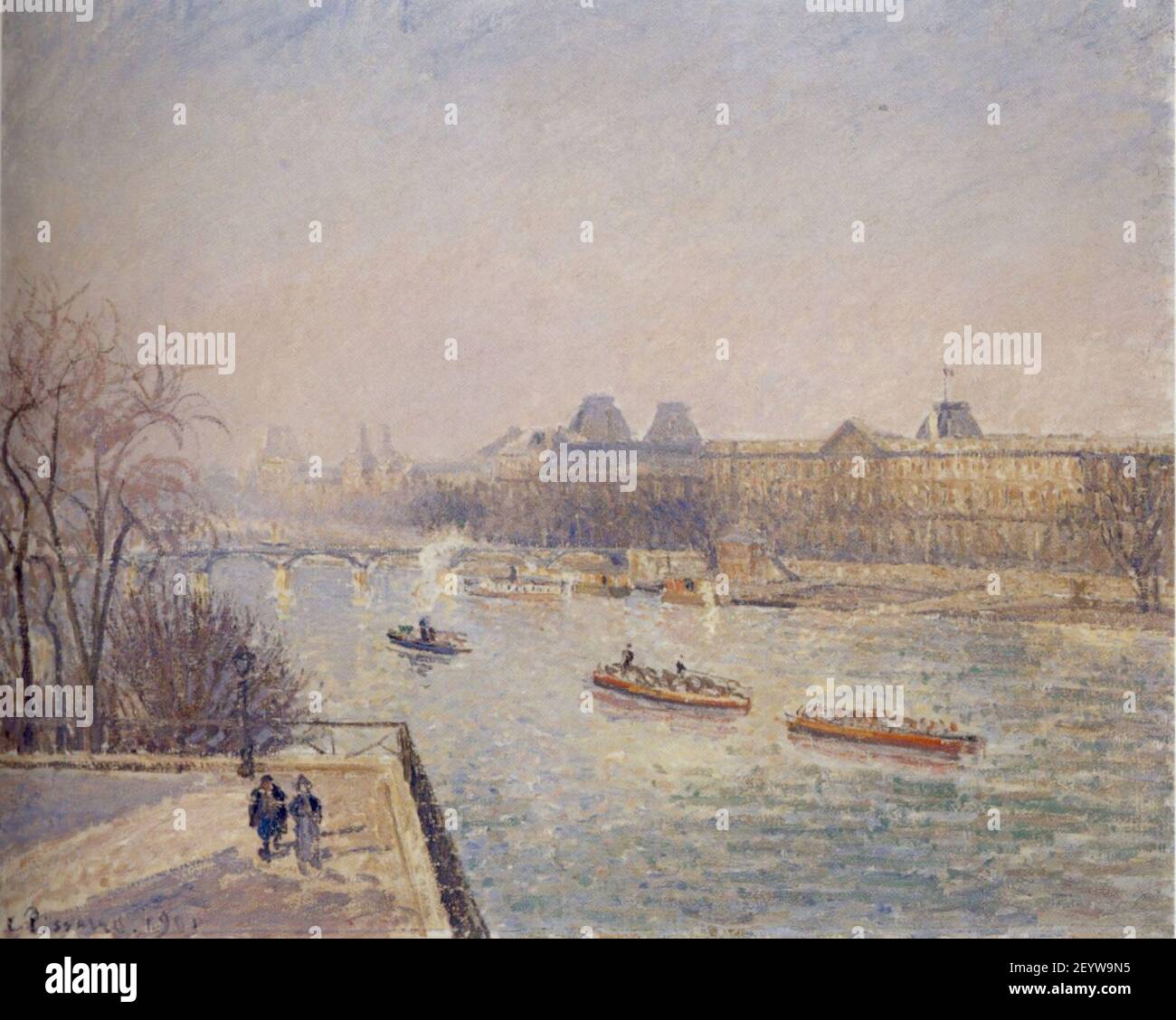 Camille Pissarro (1830-1903) - 'Morning, Winter Sunshine, Frost, the Pont-Neuf, the Seine, the Louvre, Soleil D'hiver Gella Blanc', ca. 1901. Stock Photo