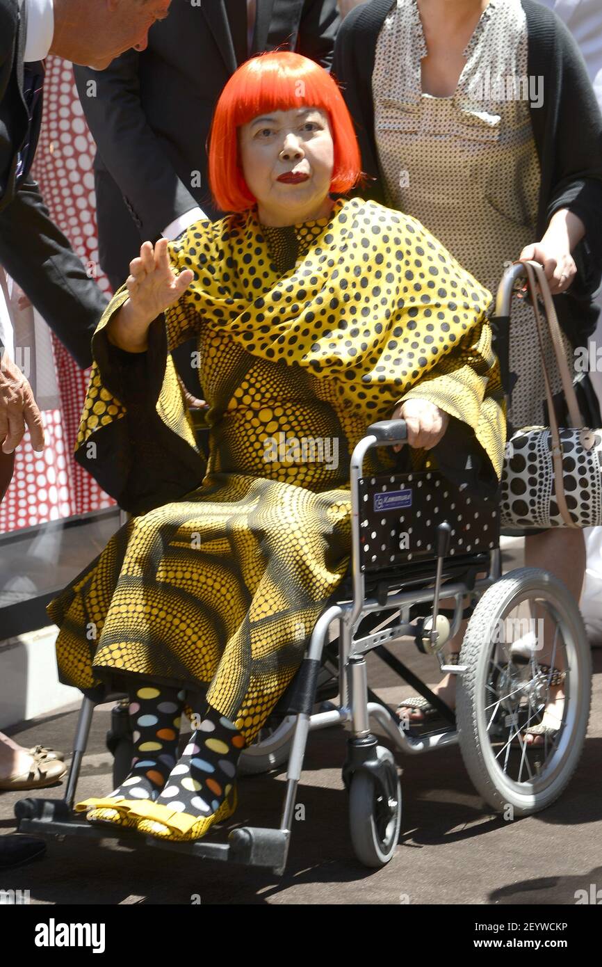 10 July 2012 - New York - Japanese artist Yayoi Kusama attends the Louis  Vuitton And Yayoi Kusama Collaboration Unveiling at Louis Vuitton flagship  store on 5th Avenue and 57th Street on