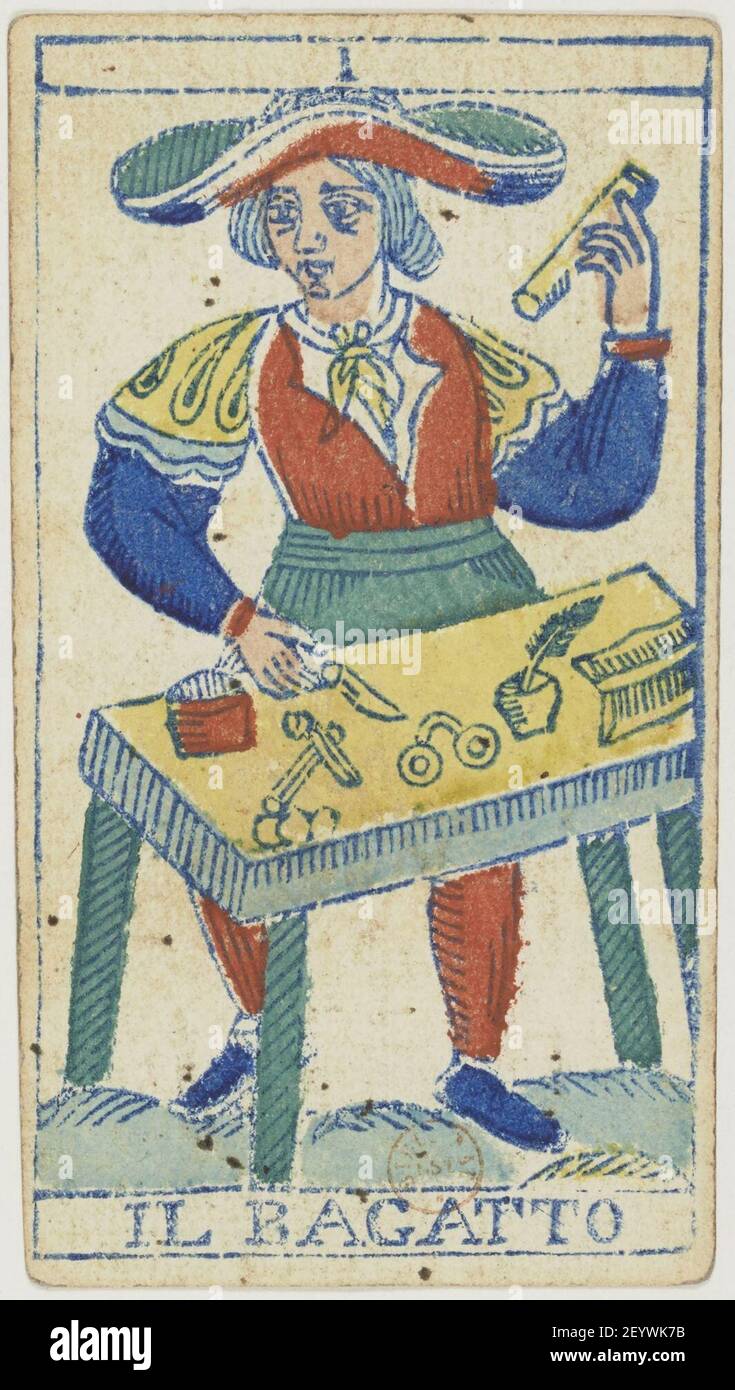 Piedmontese tarot deck - Solesio - 1865 - Trump - 01 - The Magician. Stock Photo