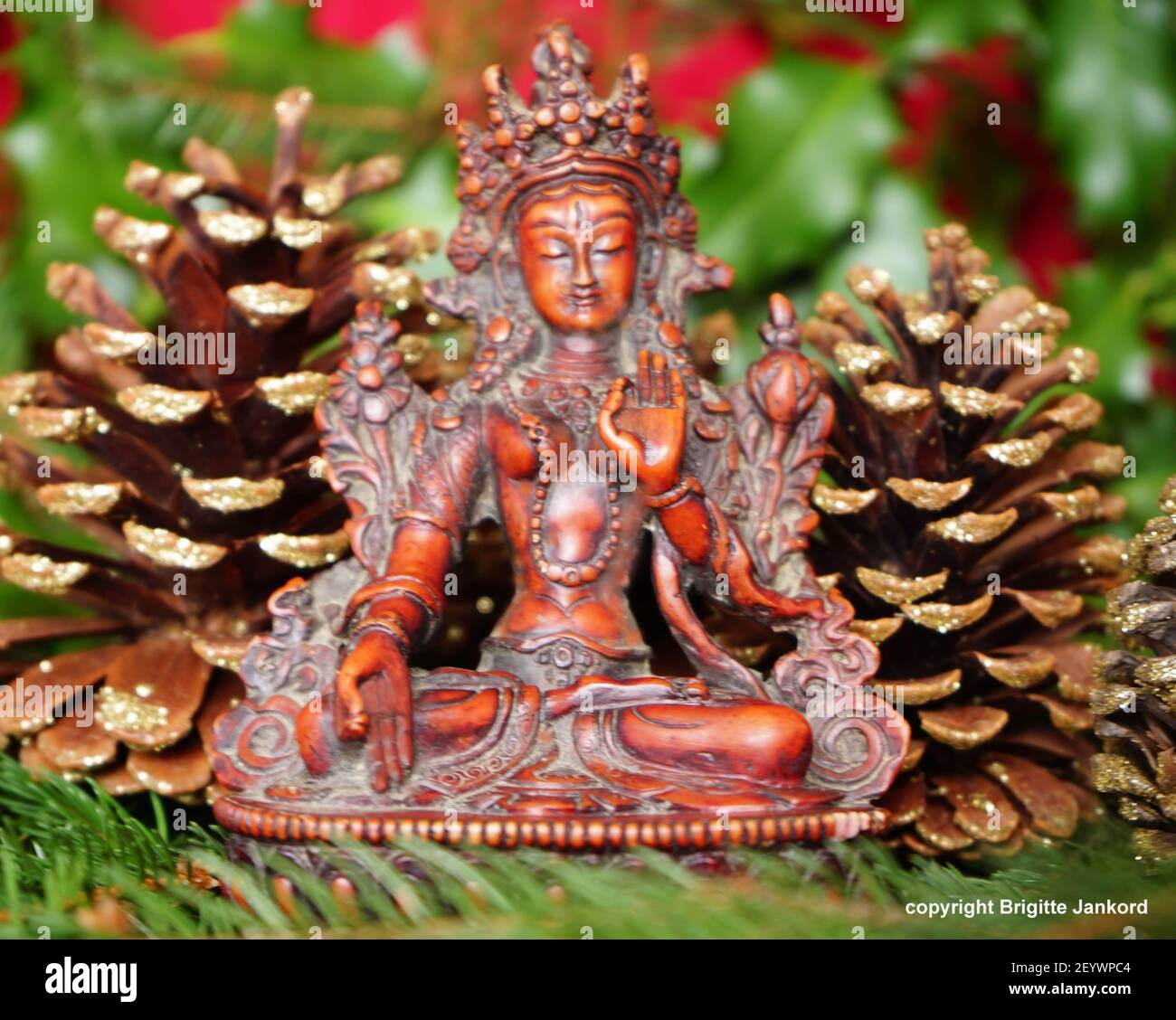 the Blessed Red Tara takes part in the winter solstice ceremony called Christmas in the Western atmosphere Stock Photo
